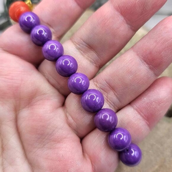 Nature Purple Mica Amber Jasper Accent Chakra Bracelet - Picture 5 of 10